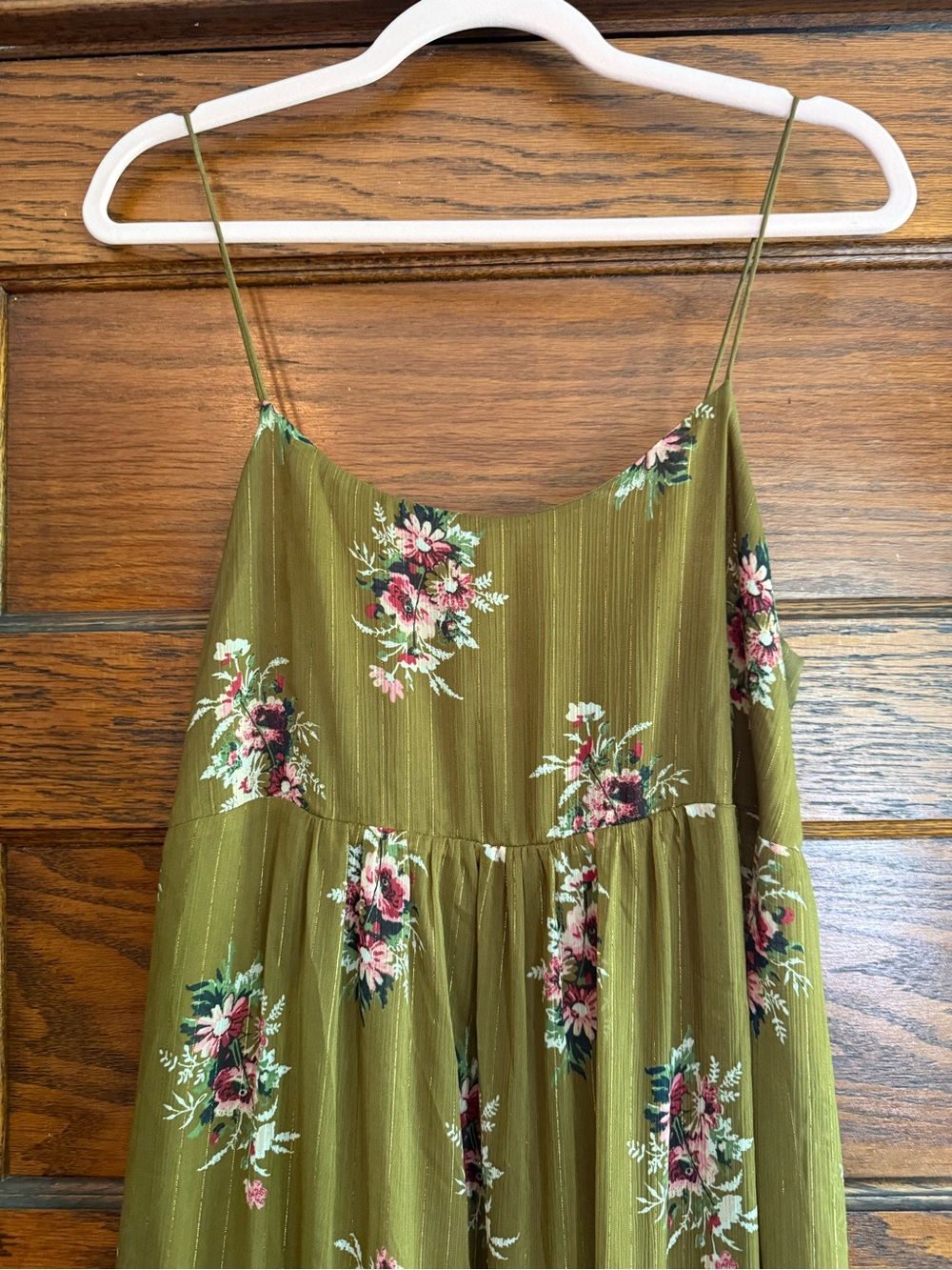MADEWELL Cami Tiered Midi Dress Smocked Back Spaghetti Straps Flowy Loose US 10 - Picture 2 of 13